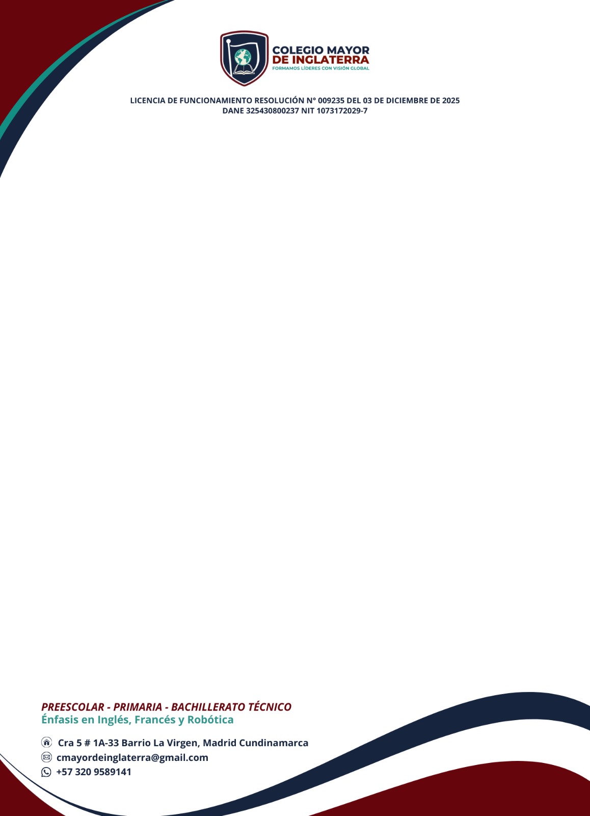 Información institucional Colegio Mayor de Inglaterra